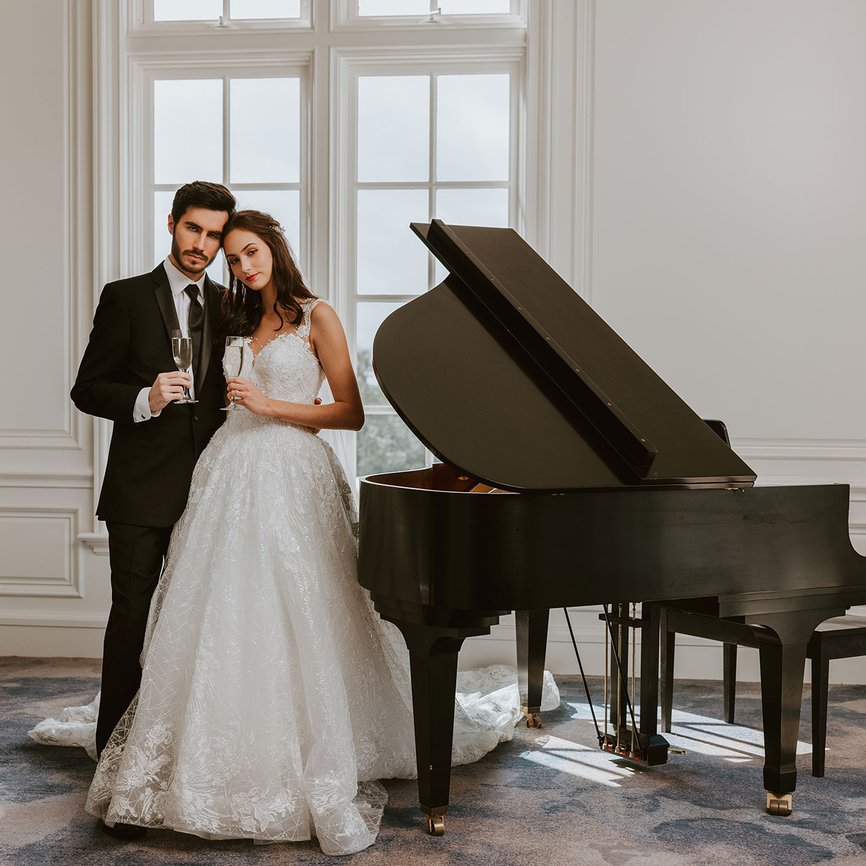 bride at piano